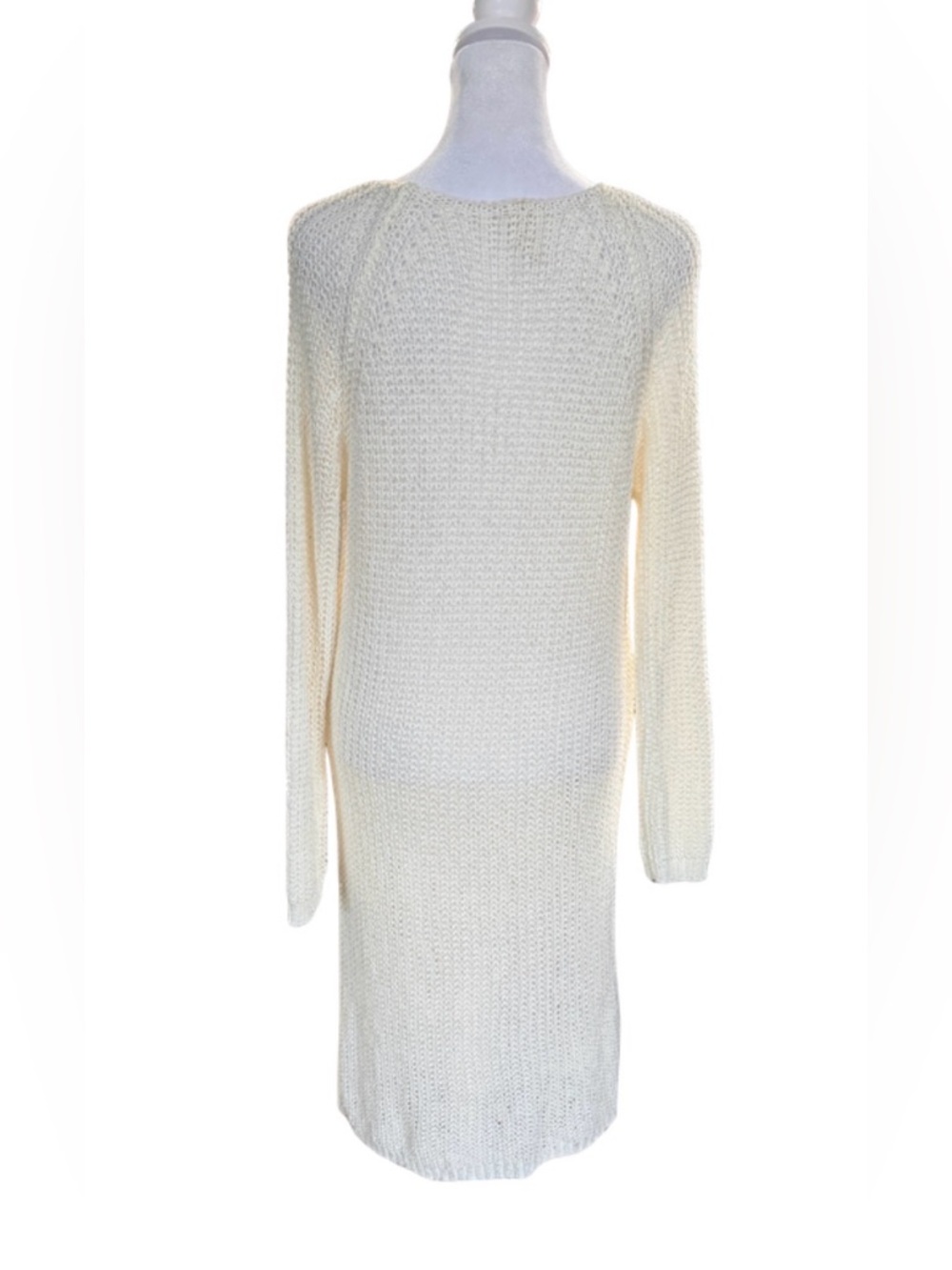 POL Cream Knit Long Cardigan Sweater Dress Button Front - Picture 2 of 3